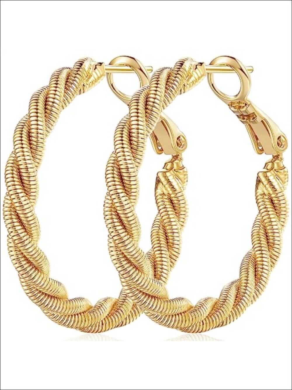 14K Gold Plated Twisted Hoop Earrings for Women